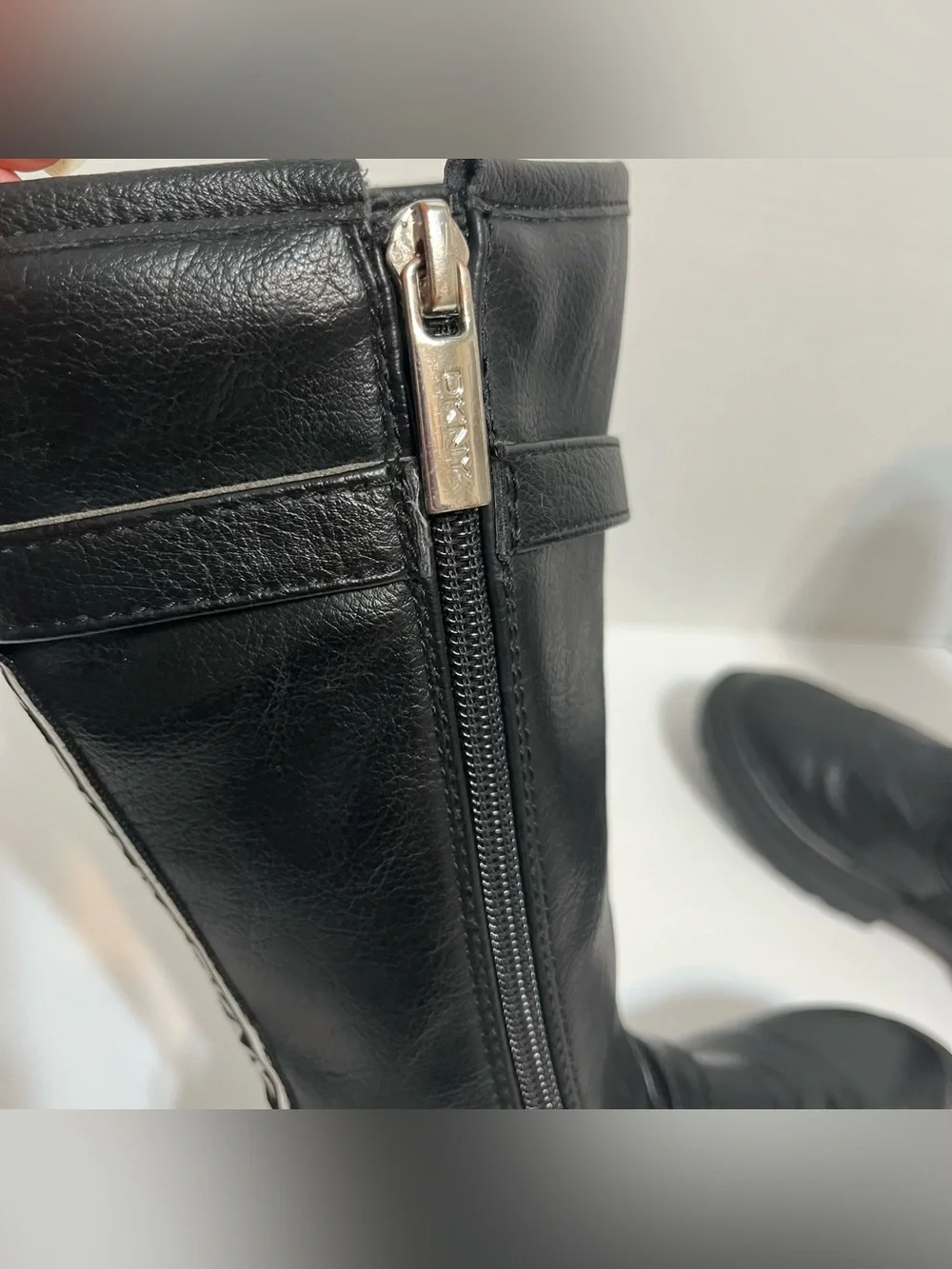 DKNY Black Girls' Mid-Calf Buckle Moto Style Boots EUC Size 12
